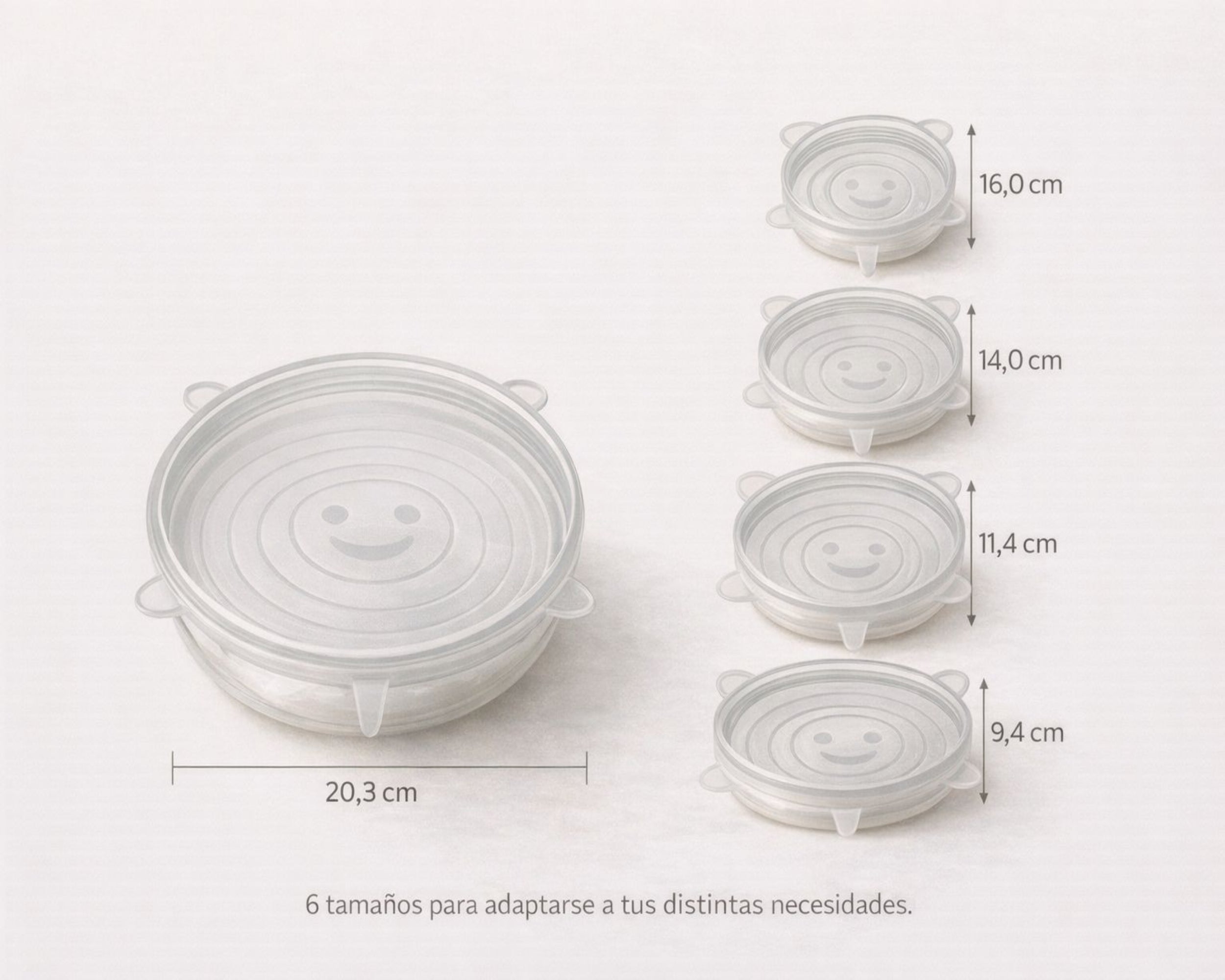 Tapas de Silicona Reutilizables - Pack de 6 Tamaños