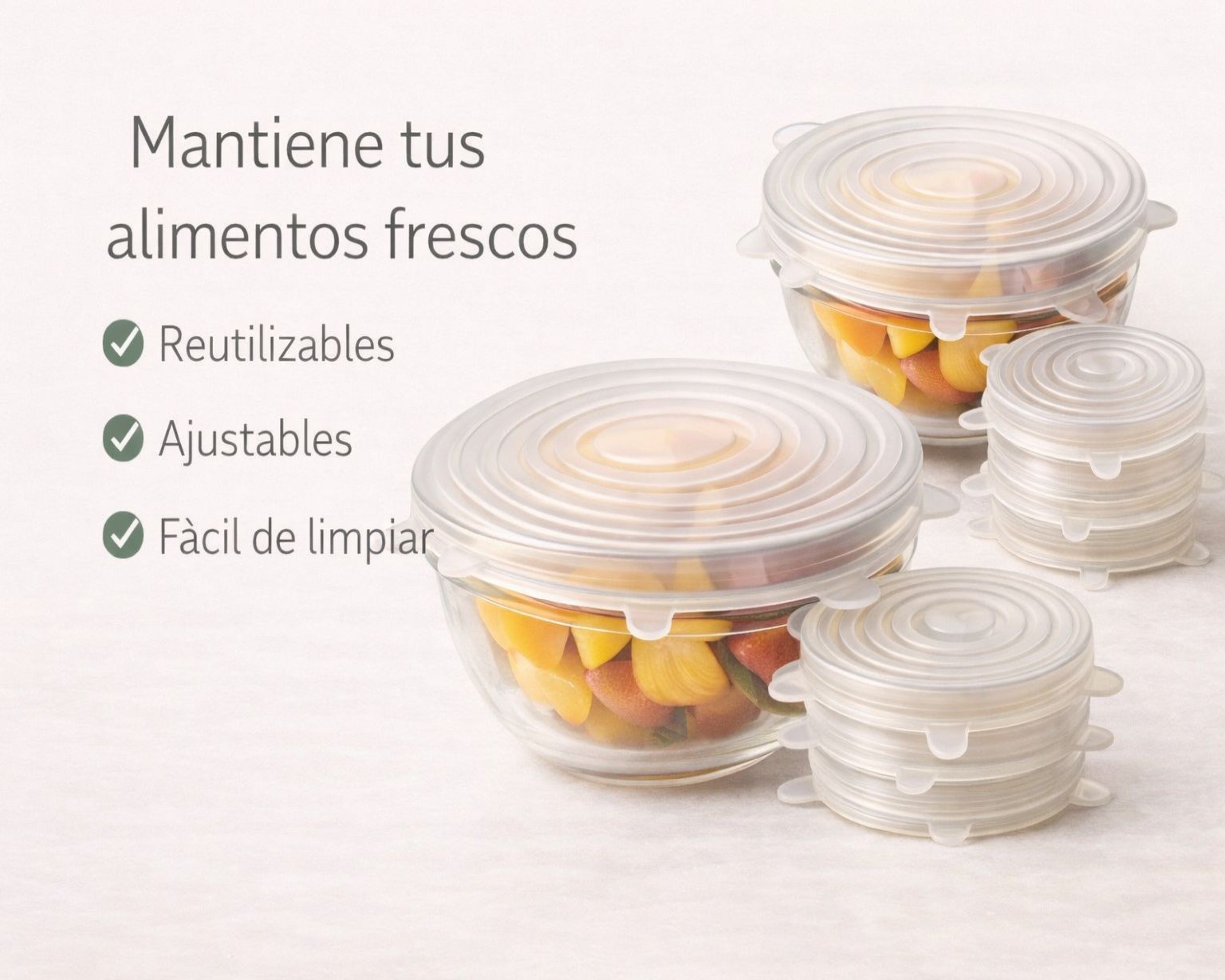 Tapas de Silicona Reutilizables - Pack de 6 Tamaños