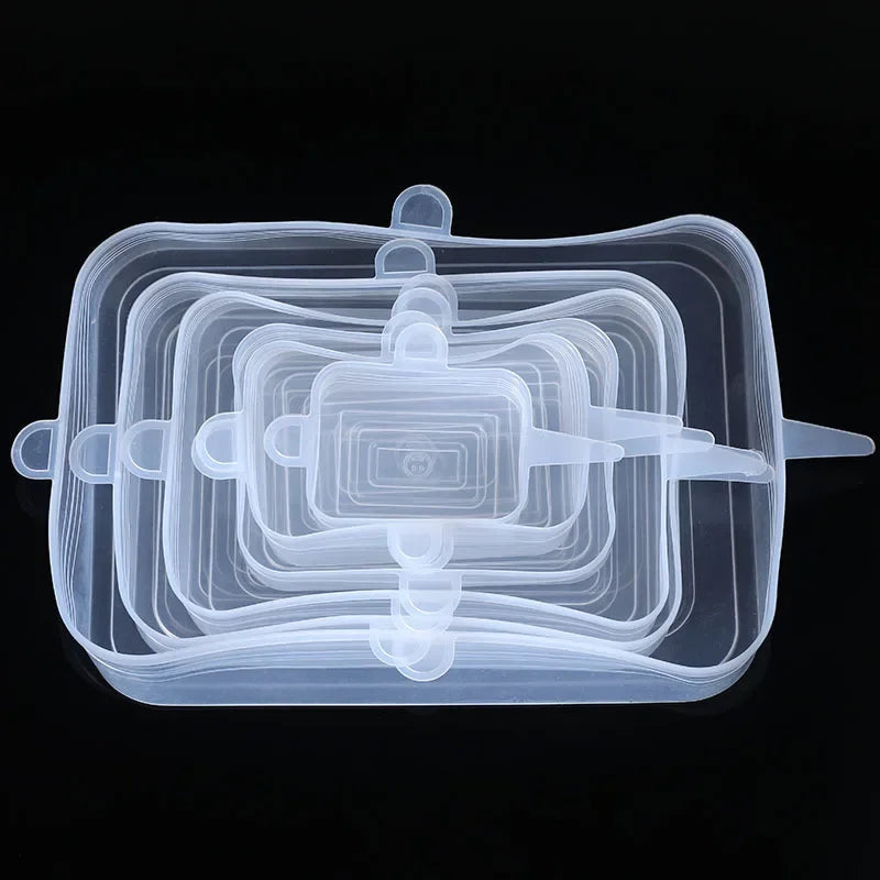 Tapas elásticas de silicona para cocina, 6 piezas